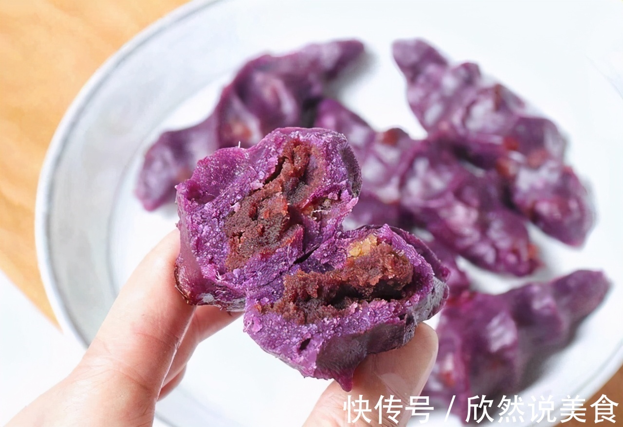 家庭版紫薯豆沙团,制作简单,美味好吃