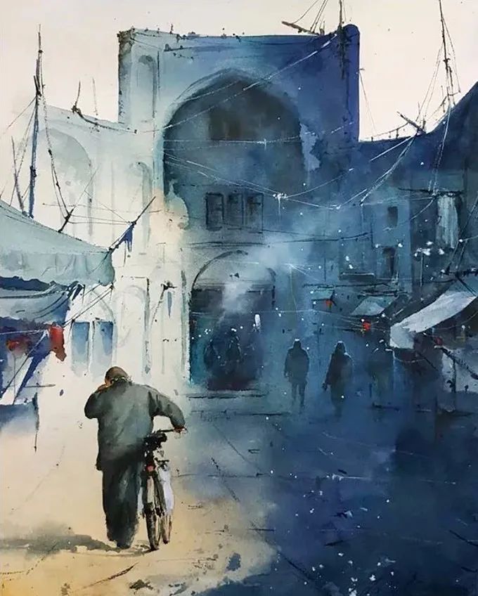 彩色调@极具美感的蓝绿水彩色调,如此画面,令人爱不舍手