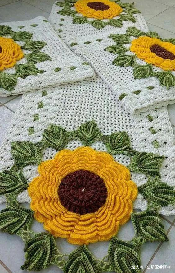 毛线钩针编织向日葵合集,DIY手工编织附图解教程