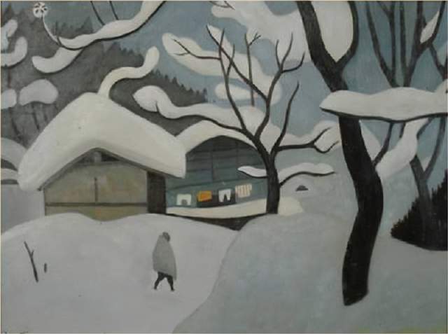 版画!日本近代版画大师斋藤清冬日雪景系列版画作品