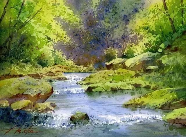 水色|西班牙艺术家的水彩风景画水色交融、生动自然,太迷人了