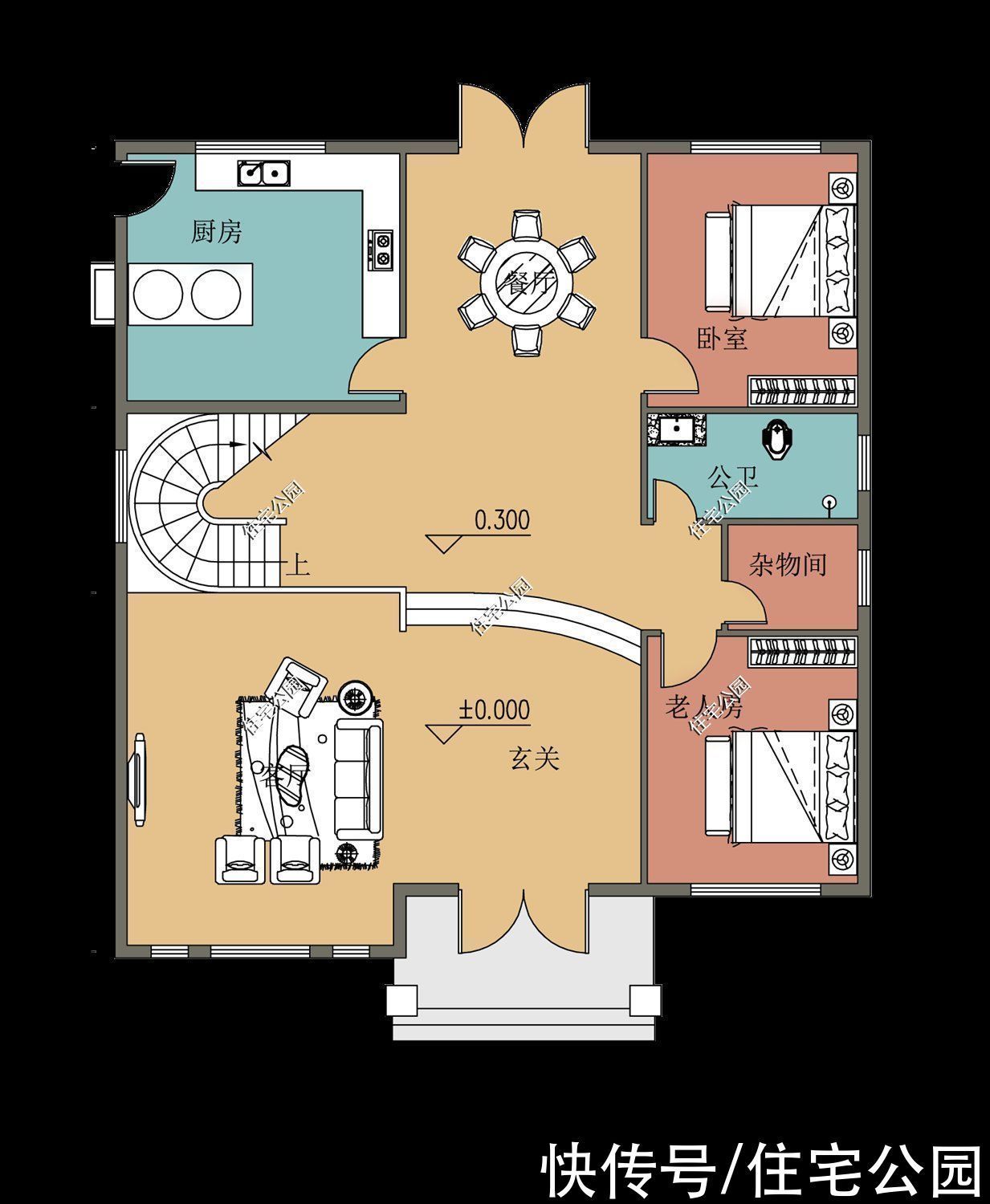 户型|15套挑空客厅户型,专为农村老百姓设计,2021年这样建房面子十足