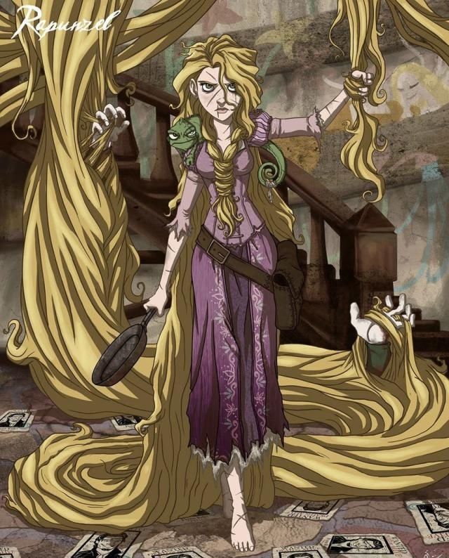 白雪公主#迪士尼公主变成恐怖“怪物”,丧尸让人害怕,吸血鬼画风妖娆