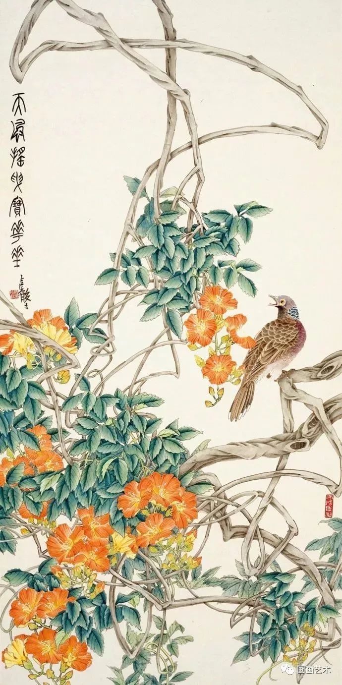 这组花鸟画，如春风拂面，春意盎然