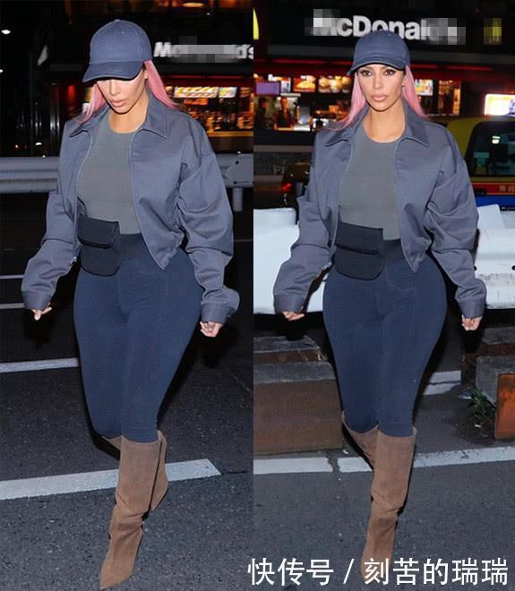 图1卡戴珊淡粉色头发很潮流,不过这胯太宽了吧