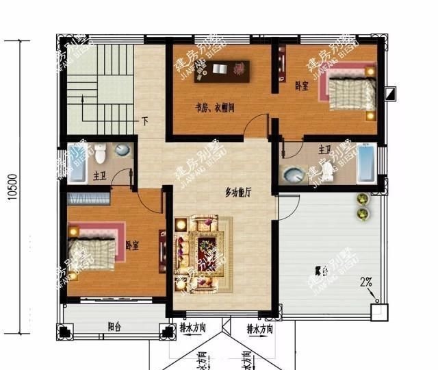 户型|宽11-12米间的两栋别墅,第一栋客厅挑空带飘窗,造价30万