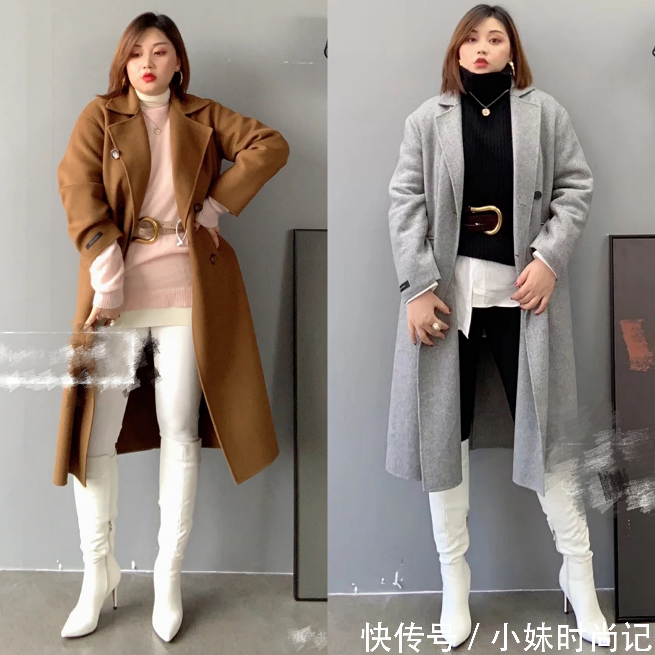 150斤胖女孩的保暖遮肉穿搭术,这气质和衣品太让人羡慕