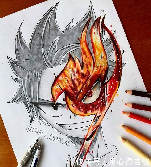 萨诺斯|画师创作动漫人物分裂画风,素描加上彩稿呈现出精彩的对比效果