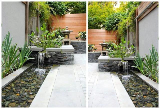 瀑布|如果你也拥有一个院子,面积再小也要做个水景,潺潺流水潇洒惬意