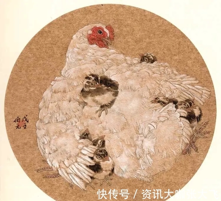 乡土|中国画|邓伯元的花鸟画,极富乡土气息,他笔下的鸡,栩栩如生!