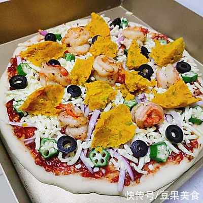 橄榄|大虾南瓜PIZZA 外脆内软的薄饼披萨配方来了