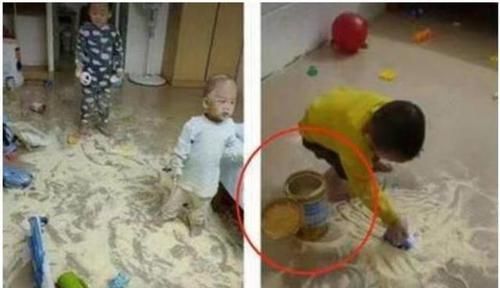 淡定|“最淡定爸爸”火了，任由宝宝们玩奶粉，网友：这是家里有矿吗？