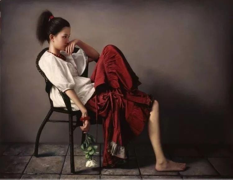  写实油画|一幅油画448万，这画中的少女到底有多美！