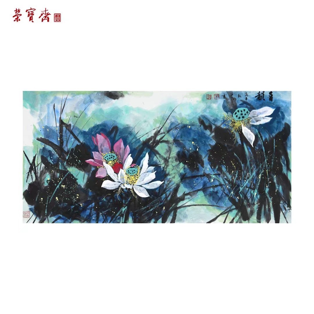 曹玉红|中国当代泼墨重彩画家曹玉红荷花作品欣赏