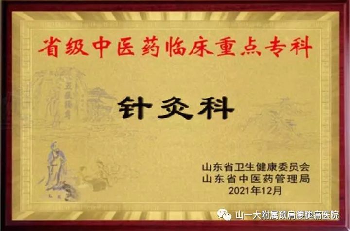 山东省|山东第一医科大学附属颈肩腰腿痛医院推拿科、针灸科入选“山东省中医药临床重点专科”