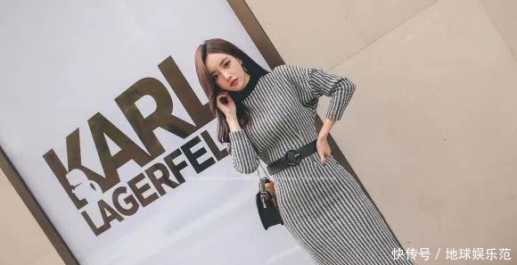 鉴赏|美女鉴赏:波普视觉条纹时髦白领针织裙