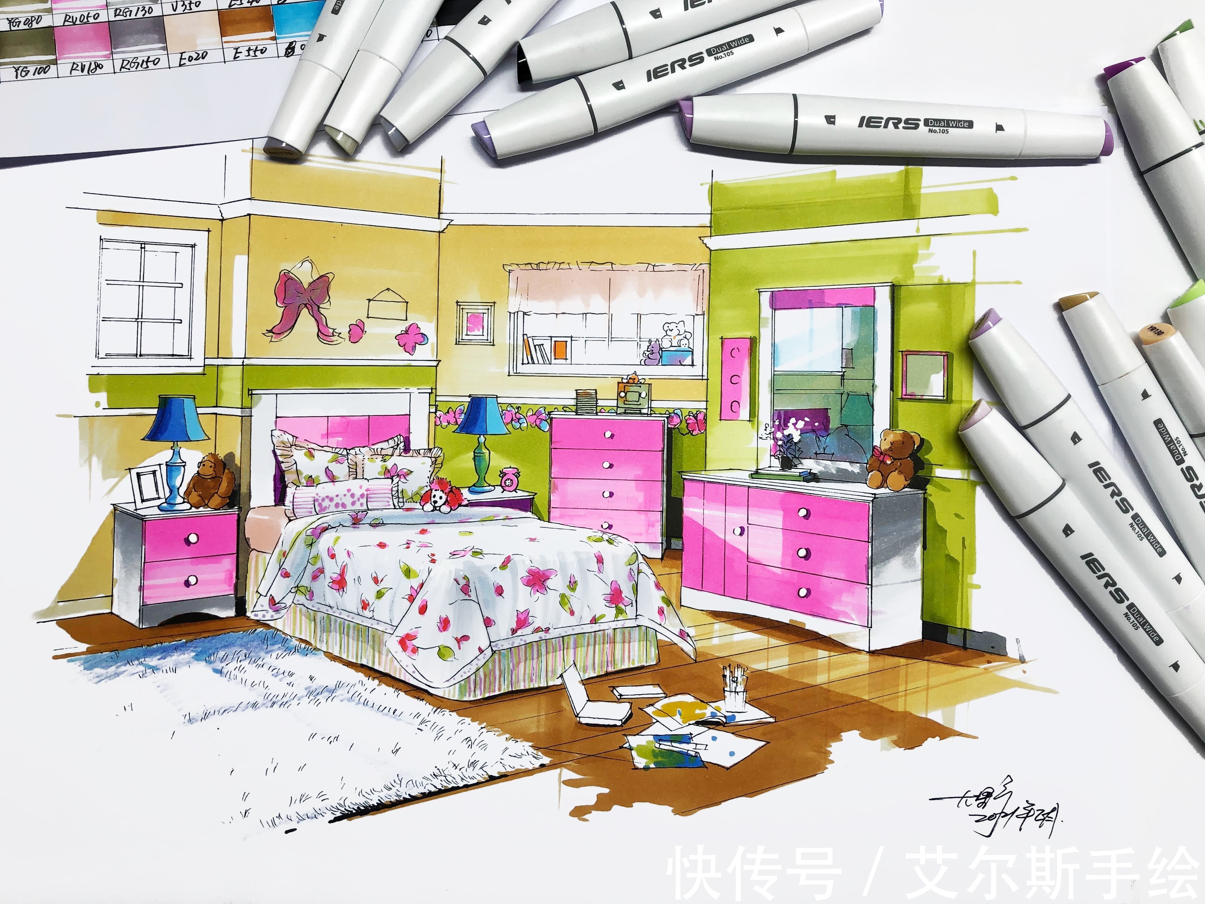 g05!马克笔上色训练,儿童房空间表达|第五课