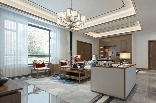 客厅|东北夫妻回乡建370㎡别墅,选胡桃木装中式,刚进门厅就被迷住