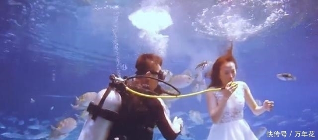 情侣海底拍婚纱照,新娘水里泡了4个小时,成片却极其梦幻