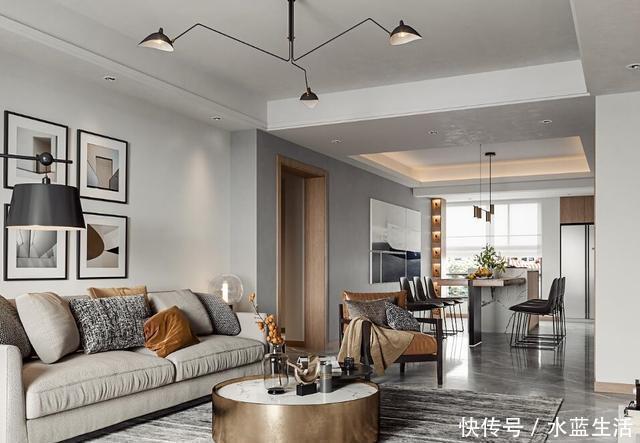 餐厅|我要有钱也买横厅户型,沙发不靠墙,餐厨一字排开,越看越高级
