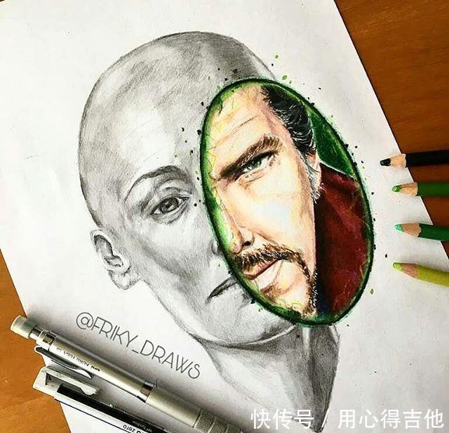 画风|画师创作动漫人物分裂画风,素描加上彩稿呈现出精彩的对比效果