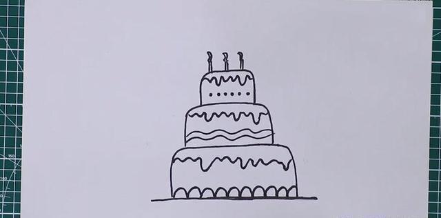 生日蛋糕|生日蛋糕怎么画?简笔画画法教给你,三层生日蛋糕轻松画出来了哦