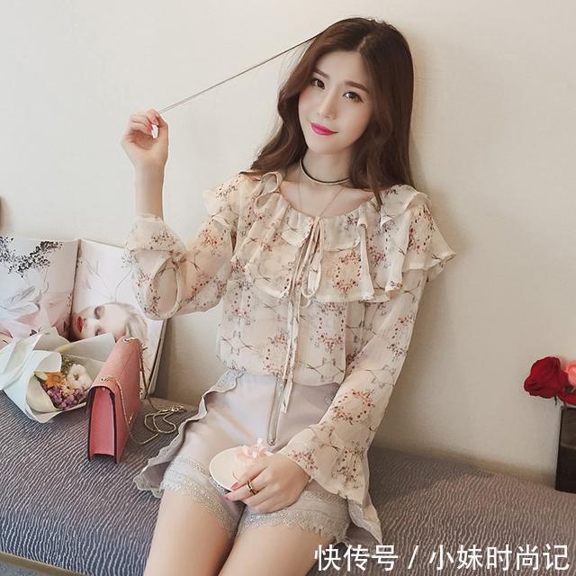 灯笼袖 美女,我觉得你穿雪纺衫特别有气质