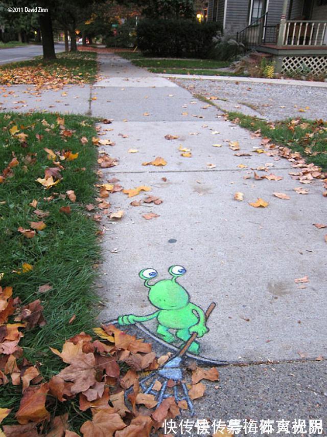 密歇根州!他用粉笔在街边“乱涂乱画”,吸引了百万粉丝,网友:能多来点吗
