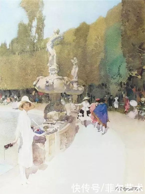 艺术家|苏格兰艺术家弗林特的女子水彩画，美轮美奂