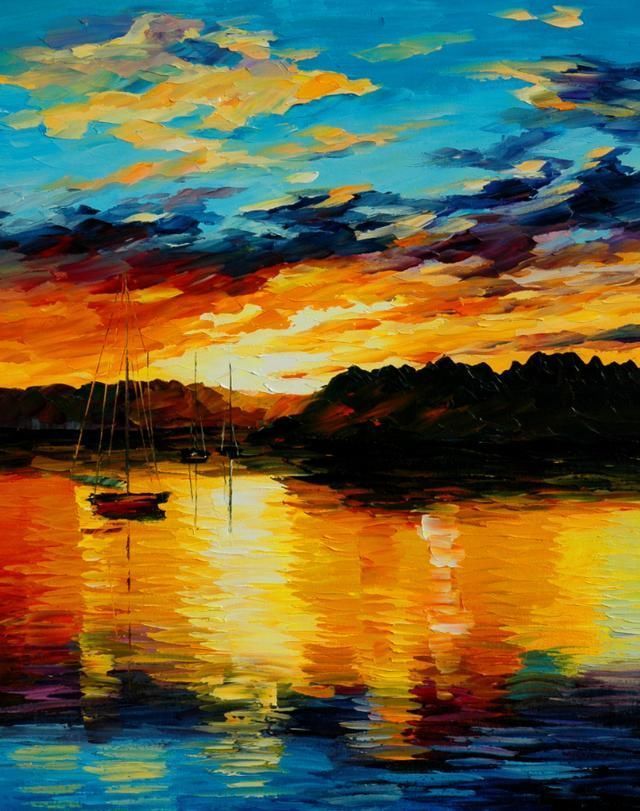 leonidafremov&现代印象以色列画家leonid afremov调色刀创作的缤纷炫丽油画