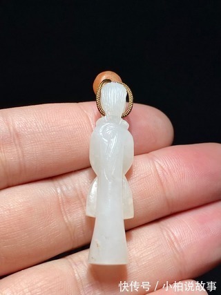 挂件!明以前 熟坑 和田玉籽料 羊脂白玉 玉人 挂件