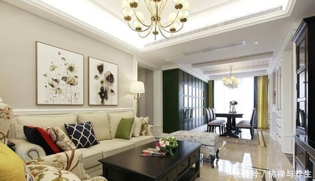 美式|120平米的简美风三居室,装修效果大气上档次,温馨实用的家具!