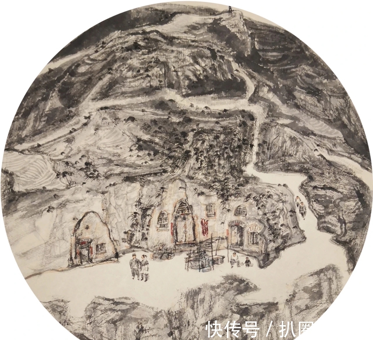 水墨$山水画|他画的水墨乡村系列,笔墨朴实无华,但有鲜活的场景感