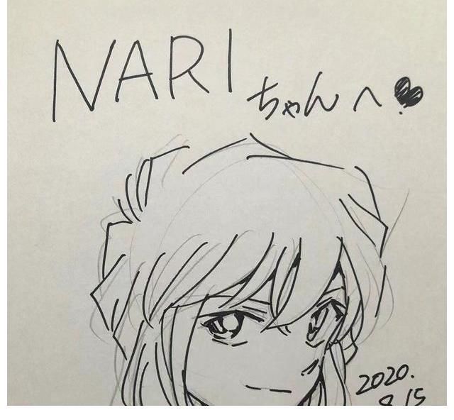 相聚一刻|柯南:高桥留美子晒出青山刚昌赠予的灰原哀签绘,小哀可爱帅气