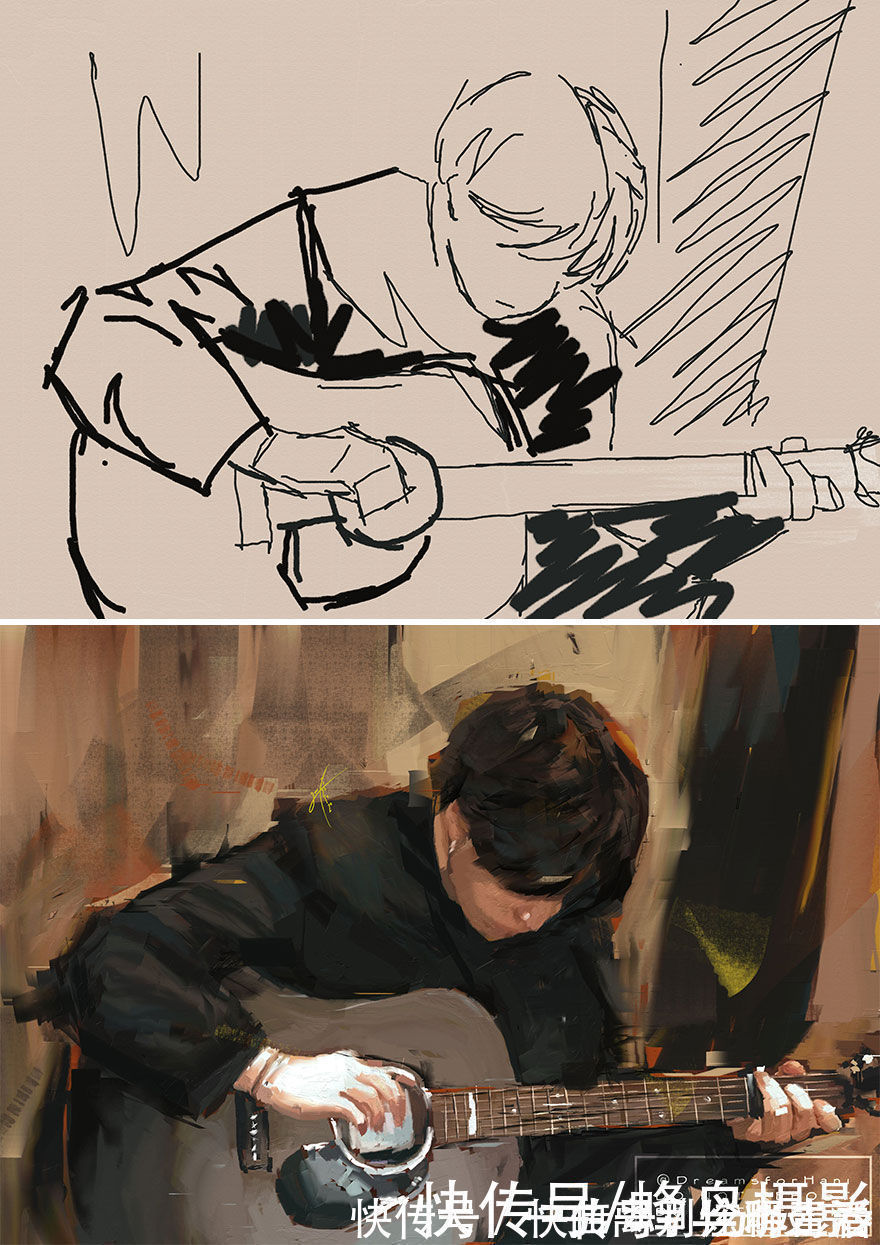 艺术家们@27个初稿与成品对比照,前后差距太大,网友:这是同一副画吗