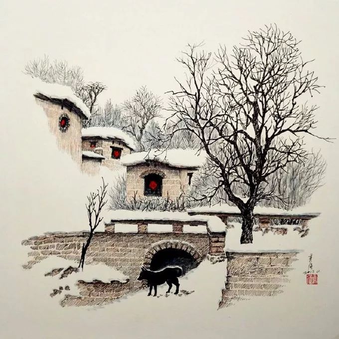 太行山@他用钢笔画出了至美的雪景