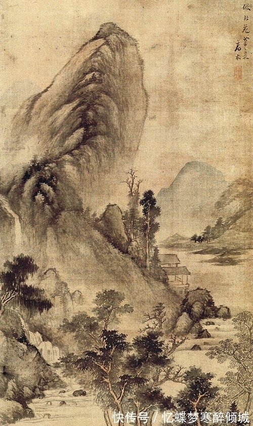 画家&三段式构图,高岑绘《溪山泛舟》