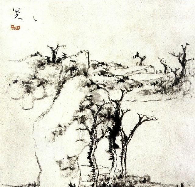 意境|八大山人朱耷的残山剩墨,别人模仿不出来,意境荒凉寂寥