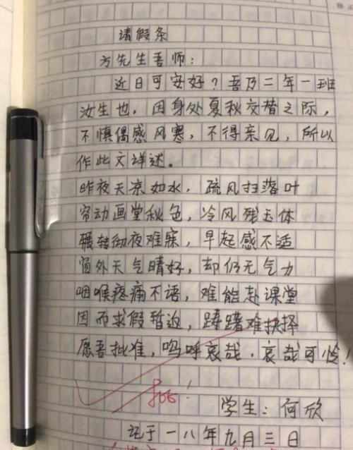 哭笑不得|一组小学生“请假条”火了，老师看完哭笑不得：精彩，批准了！