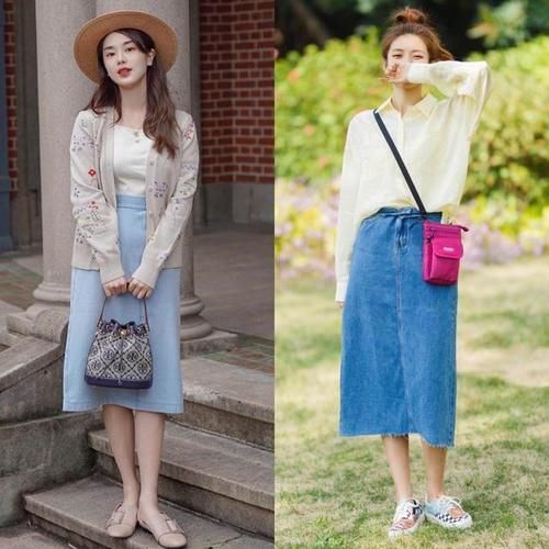 洋气感|今年流行的“牛仔半裙”，很适合30岁的女人，照着穿优雅又洋气