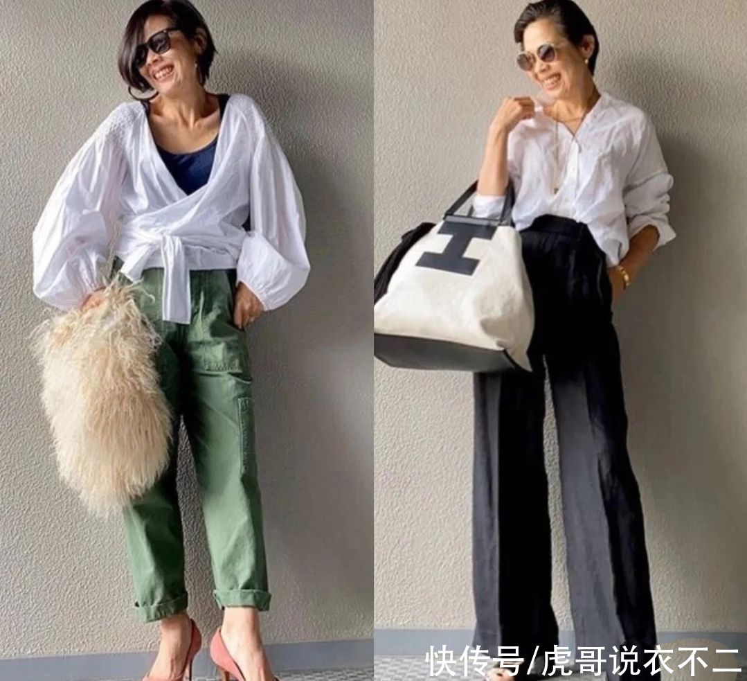 衬衫|女人年近60少穿“大红大绿”，学日本博主这么穿，简约大方又年轻