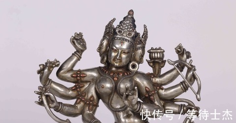 铜尊!明代,银嵌铜尊胜佛母坐像