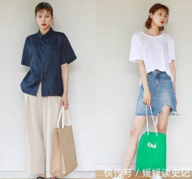 深色 夏末初秋穿宽松点才好看,分享一组日系穿搭,清爽高级还不显胖