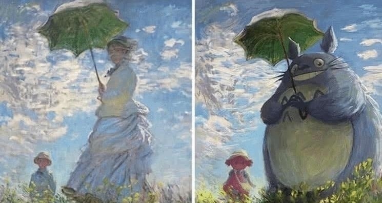 蒙娜丽莎的微笑|将世界名画变成二次元日漫，龙猫毫无违和感，最后一个太魔性