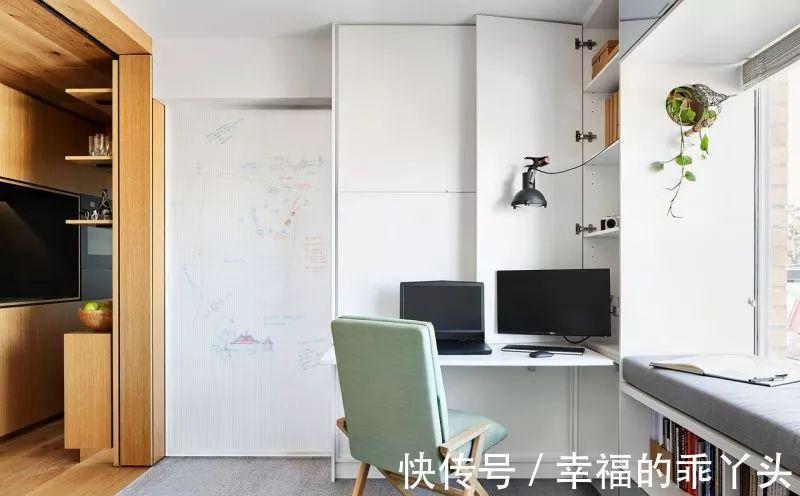 木饰面|35㎡迷你小宅，定制柜解决全屋收纳，还有隐形餐桌！