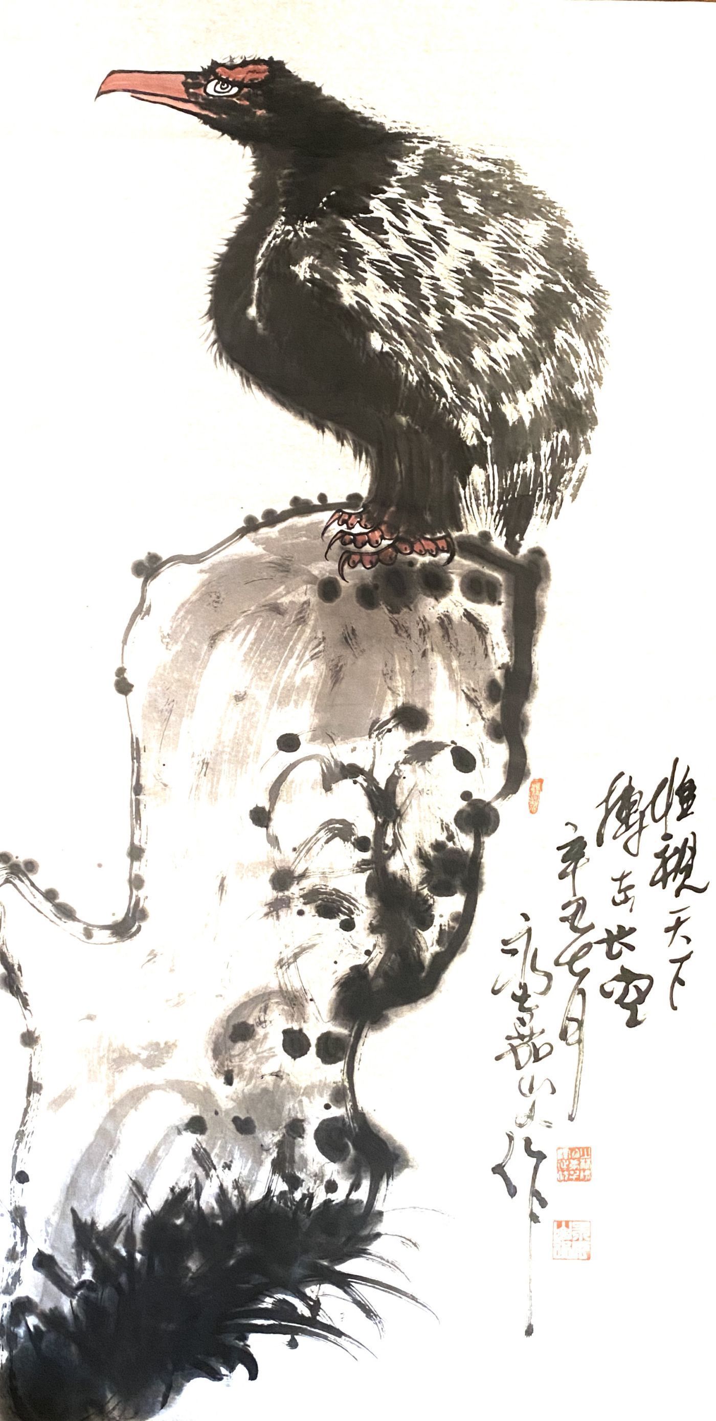 爱德华|笔下雄鹰俊,翼展能冲天——国画家、画鹰大家、指墨画艺术大师朱祖国