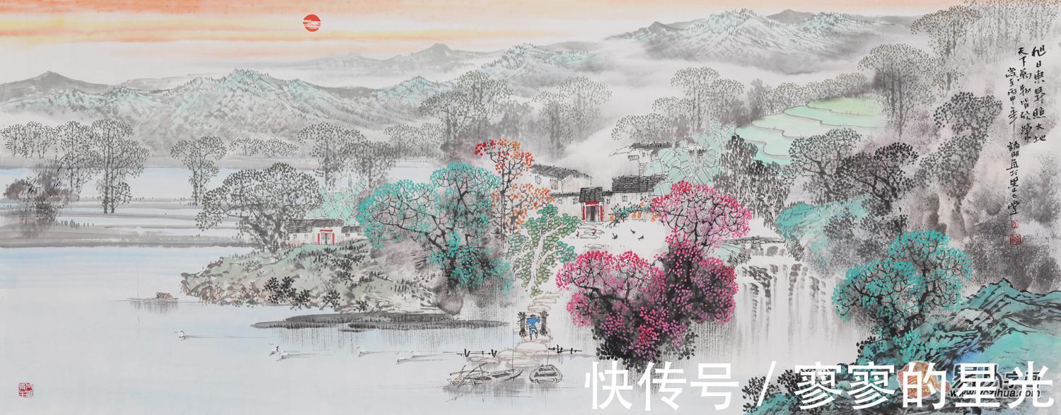 山水画!诸明山水画 画面传神而秀雅 经典地再现了江南水乡的艺术美感