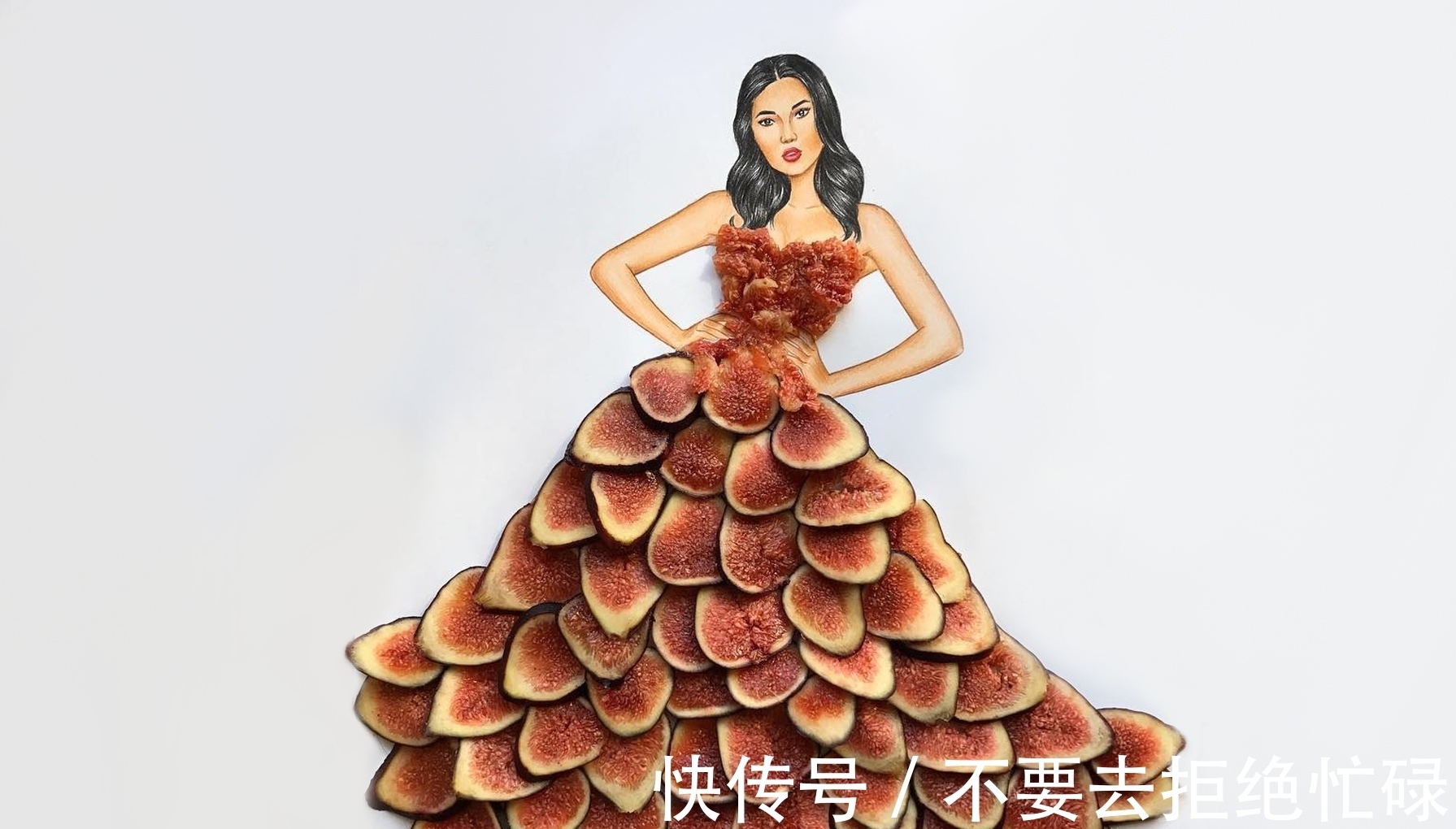 shamekh#这个插画师有点“懒”,他画画只画一半,其余都是用水果来替代