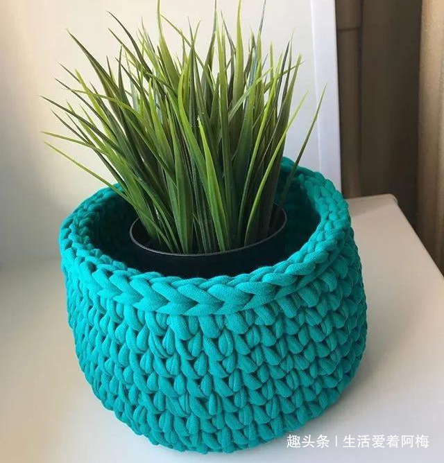 布条这样钩织,快速变收纳筐,放家里不好用吗DIY编织附教程