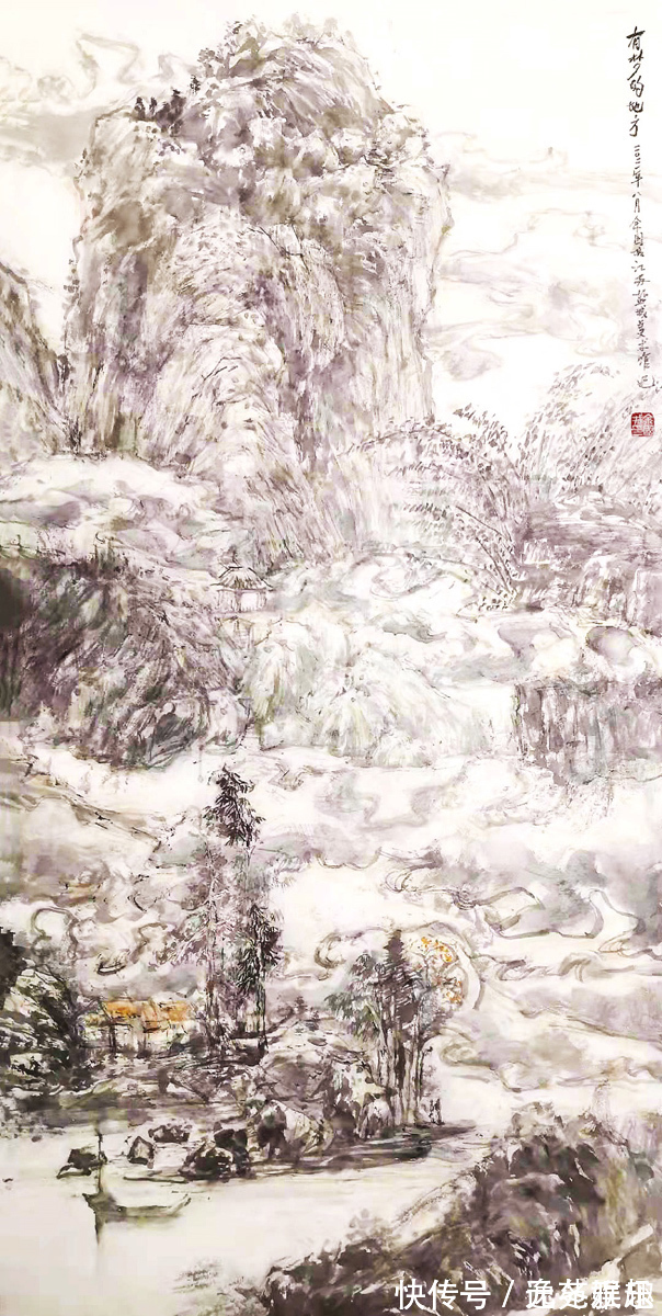 画家$「画作欣赏」一帘烟柳一路风景，画家余国城作品欣赏